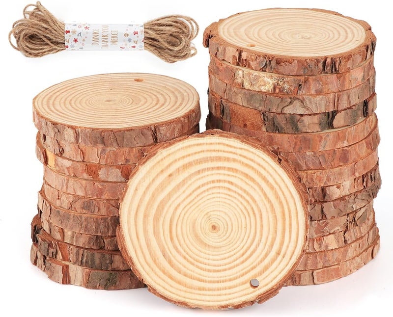 Timburst 30 Pcs Wooden Discs for Crafts，3.1''-3.5'' Wood Circles for Crafts, Wood Slices for Painting DIY Christmas Ornaments Party Wall Home Wedding Decor - Image 1